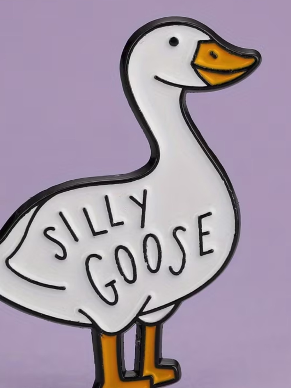 Silly Goose Enamel Pin - White & Yellow Goose Pin